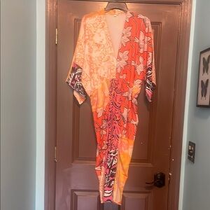 Zara Vibrant Floral Kimono Dress M